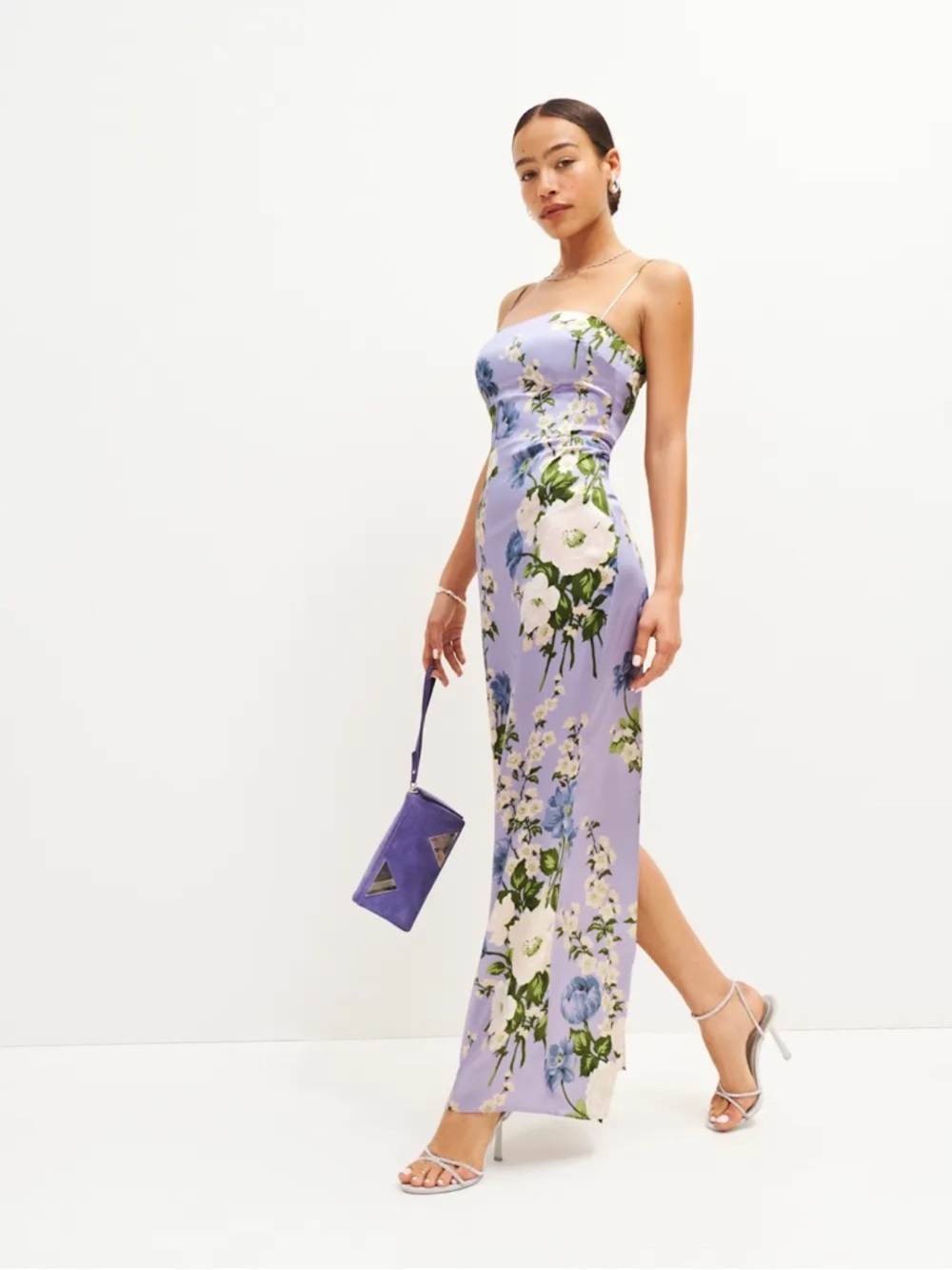Reformation Lilac Floral Slip Maxi Dress new without tags